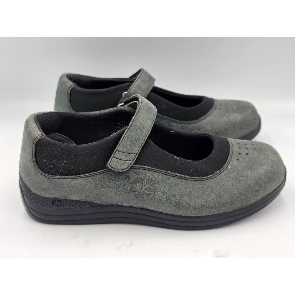 Drew Rose Orthotic Mary Jane Shoes Womens Size 7.5 Charcoal Grey Leather